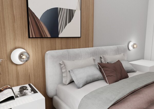 Wandlampe Weiß Grau Ø 20 cm rund Kugel Schirm E14