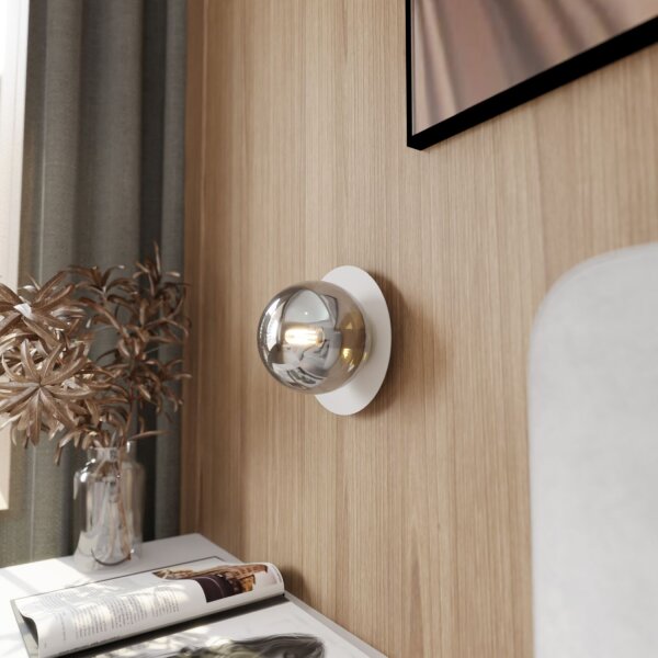 Wandlampe Weiß Grau Ø 20 cm rund Kugel Schirm E14