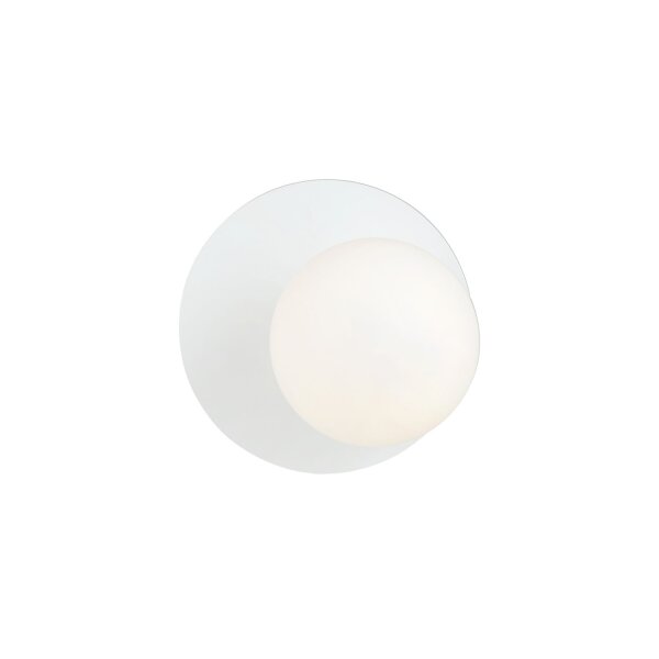 Applique verre métal blanc Ø 20 cm rond sphère abat-jour E14