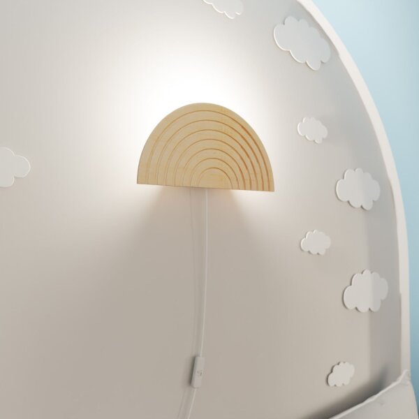Wandlampe Kinderzimmer Holz mit Stecker Schalter E14