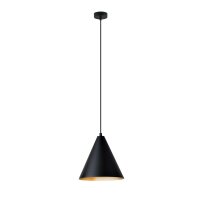 Pendelleuchte Schwarz Gold L: 24 cm E27 Metall verstellbar