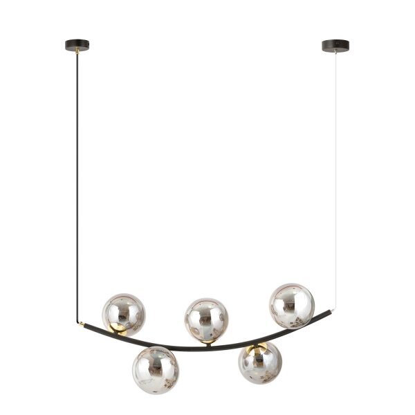 Suspension verre fumé métal L : 80 cm H : max. 1 m 5x E14