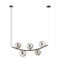 Pendelleuchte Rauchglas Metall B: 80 cm H: max. 1 m 5x E14