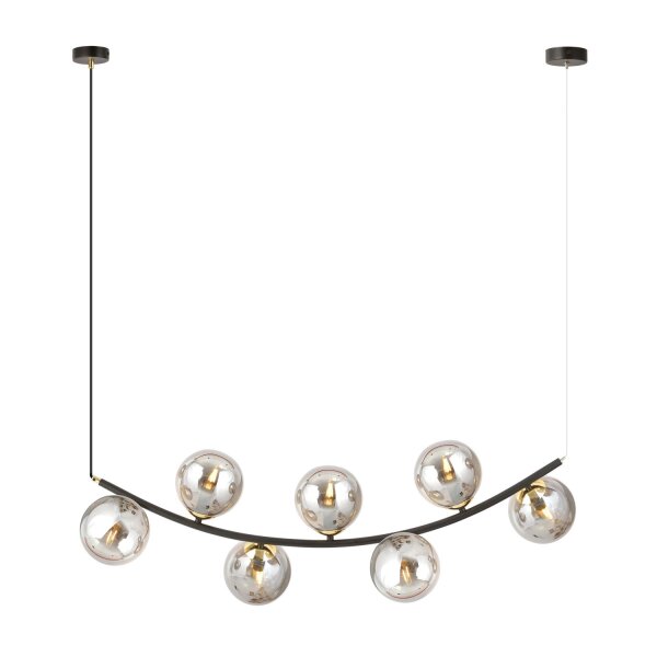 Lampe à suspendre métal verre fumé L : 95 cm H : max. 100 cm 7x E14
