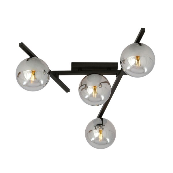 Deckenlampe Rauchglas Metall 63 cm lang E14 4-flammig