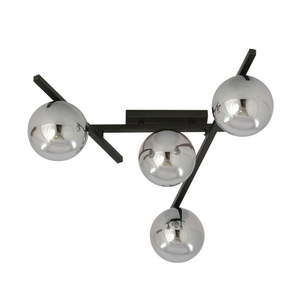 Deckenlampe Rauchglas Metall 63 cm lang E14 4-flammig
