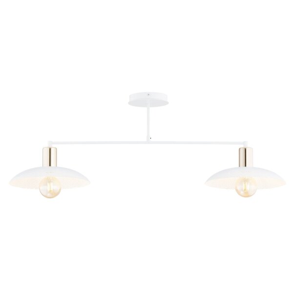 Lampe de plafond métal blanc or 100 cm de long E27 2 flammes
