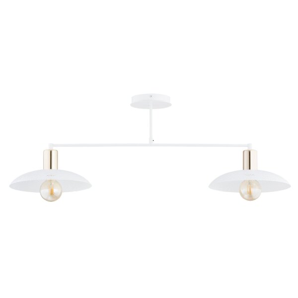 Lampe de plafond métal blanc or 100 cm de long E27 2 flammes