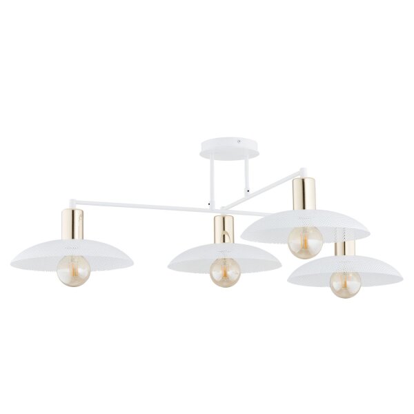 Deckenlampe Weiß Gold 100 cm lang E27 4-flammig Metall