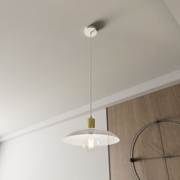 Hängeleuchte Weiß Gold Ø 30 cm H: max. 100 cm verstellbar E27