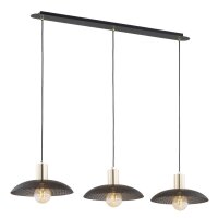 Pendelleuchte 3-flammig L: 90 cm Metall Schwarz Gold E27