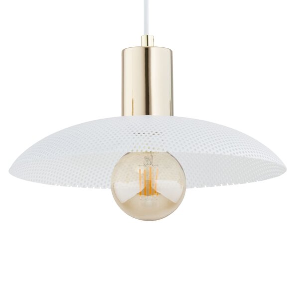 Pendelleuchte Metall L: 90 cm E27 Weiß Gold 3-flammig E27