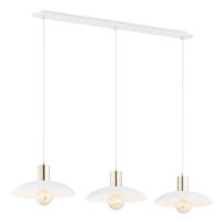 Pendelleuchte Metall L: 90 cm E27 Wei&szlig; Gold 3-flammig E27