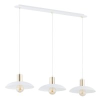 Pendelleuchte Metall L: 90 cm E27 Weiß Gold...