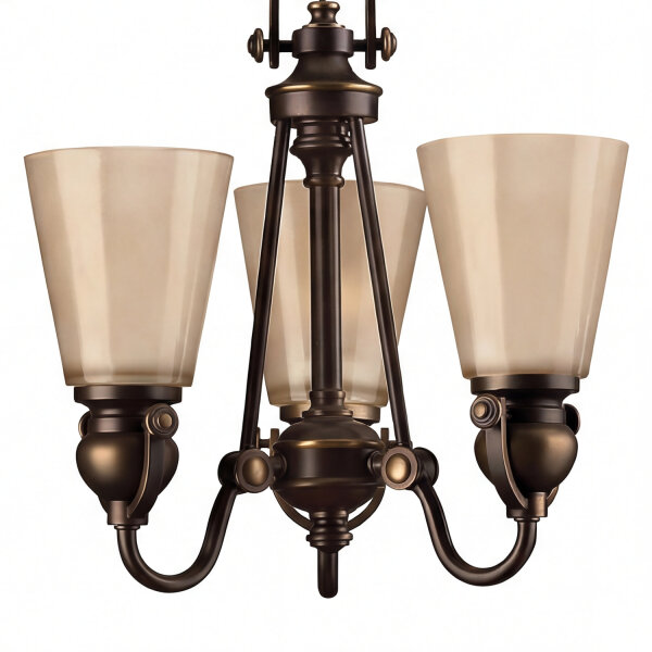 Kronleuchter Bronze Beige 3-flammig B:40,6 cm E27 Glas