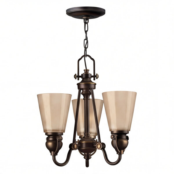 Kronleuchter Bronze Beige 3-flammig B:40,6 cm E27 Glas