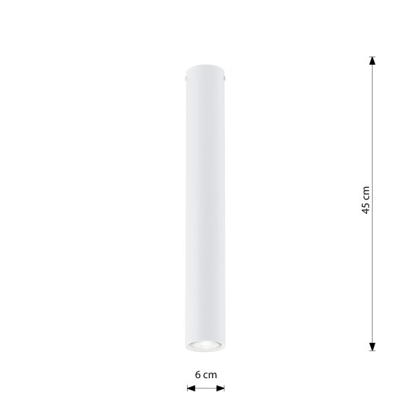 Deckenleuchte Metall D: 6 cm H: 45 cm Weiß GU10 Aufputz