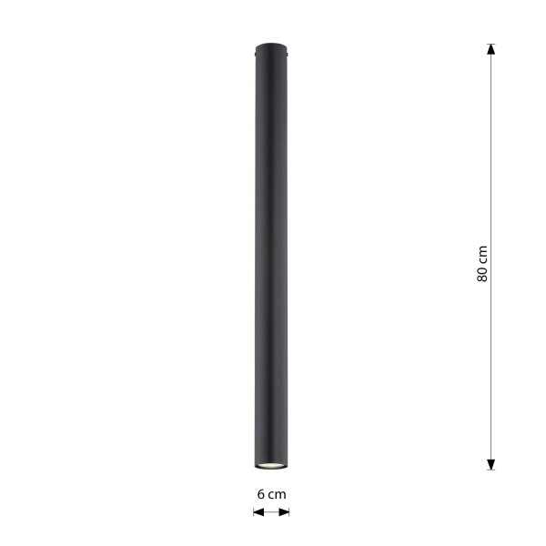 Aufputz Deckenlampe Metall XXL H: 80 cm D: 6 cm GU10 Schwarz
