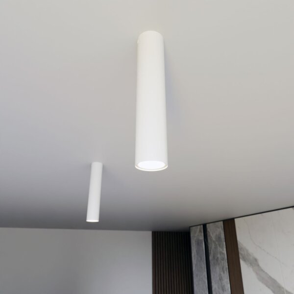 Spot Metall rund D: 6 cm H: 30 cm Aufputz Weiß GU10 Modern