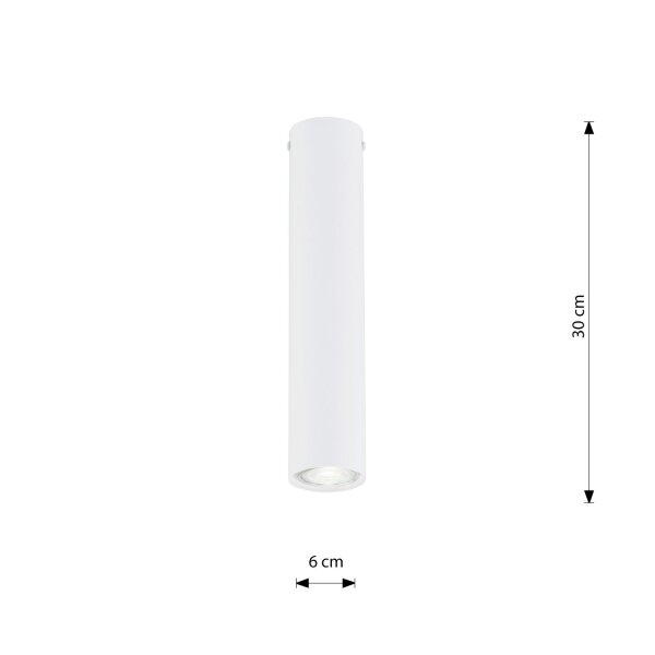 Spot Metall rund D: 6 cm H: 30 cm Aufputz Weiß GU10 Modern