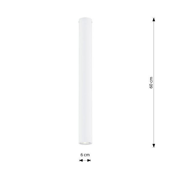 Aufputz Spot Lampe schmal Ø 6 cm H: 60 cm Metall Weiß GU10