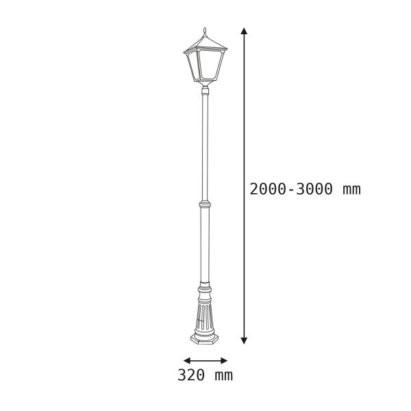 Lampe dallée extérieure 2-3m ajustable IP43 Rustique