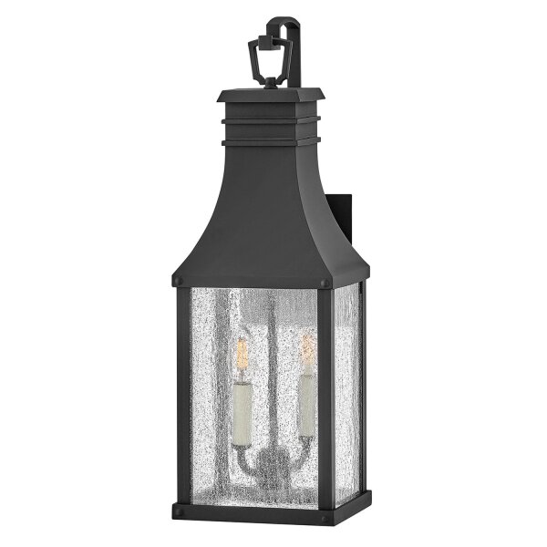 Außenwandleuchte IP44 Schwarz antik H: 58 cm Vintage 2x E14