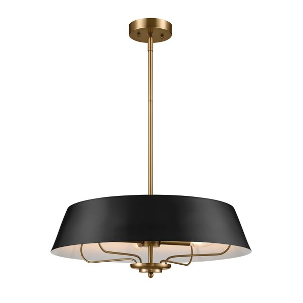 Deckenlampe rund höhenverstellbar 4x E14 in Schwarz Messing