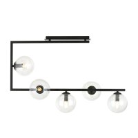 Deckenleuchte Metall Glas L: 83 cm H: 55 cm Schwarz 5x E14