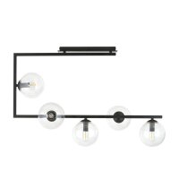 Plafonnier métal verre L : 83 cm H : 55 cm Noir 5x...