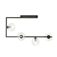 Plafonnier verre métal 83 cm de long noir E14 4...