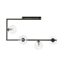 Plafonnier verre métal 83 cm de long noir E14 4...