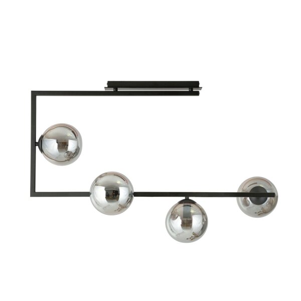 Deckenleuchte Schwarz Graphit 83 cm lang Metall Rauchglas