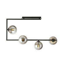 Plafonnier Noir Graphite 83 cm de long Métal Verre...