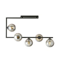 Plafonnier verre fumé métal 83 cm de long H...