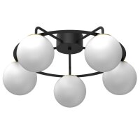 Lampe de plafond verre métal noir blanc or E27 5...