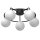 Lampe de plafond verre m&eacute;tal noir blanc or E27 5 flammes