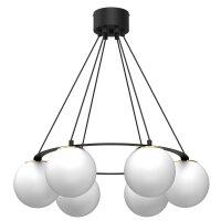 Lampe à suspendre verre métal noir blanc or...