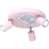 Kinderzimmerleuchte Decke 3x GU10 &Oslash; 30 cm Metall Rosa