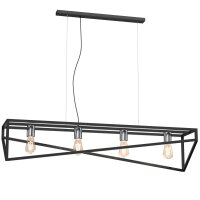 Lange Pendelleuchte Schwarz Chrom E27 100 cm Industrial