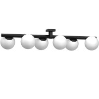 Plafonnier verre satiné métal noir L:106 cm...