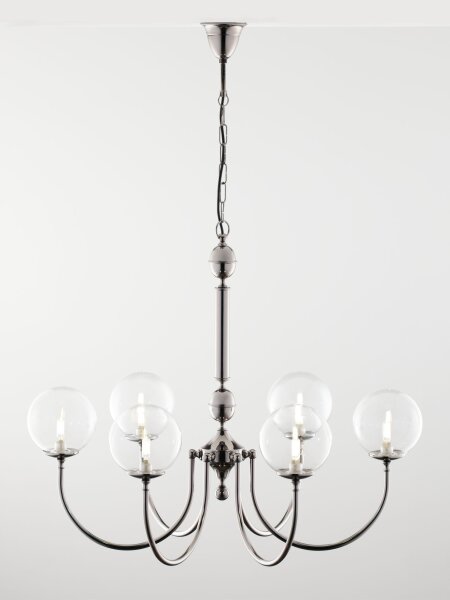 Moderner Kronleuchter Glas Metall Schwarzchrom 6-flmg