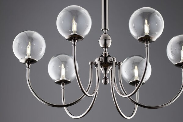 Moderner Kronleuchter Glas Metall Schwarzchrom 6-flmg
