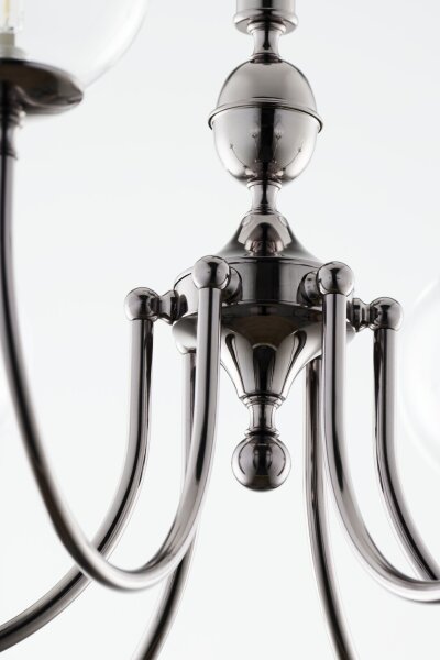 Moderner Kronleuchter Glas Metall Schwarzchrom 6-flmg