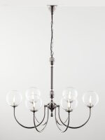 Lustre moderne verre métal chrome noir 6-flmg