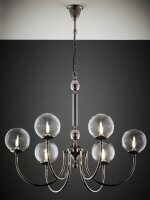 Lustre moderne verre métal chrome noir 6-flmg