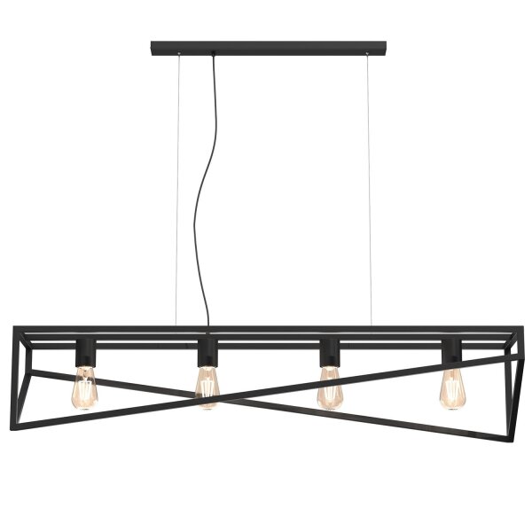 Lange Hängelampe Metall Schwarz E27 100 cm Industrial