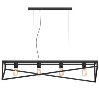 Lange Hängelampe Metall Schwarz E27 100 cm Industrial
