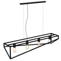 Lange Hängelampe Metall Schwarz E27 100 cm Industrial