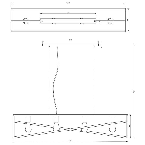 Lange Pendelleuchte Schwarz Gold E27 100 cm Industrial